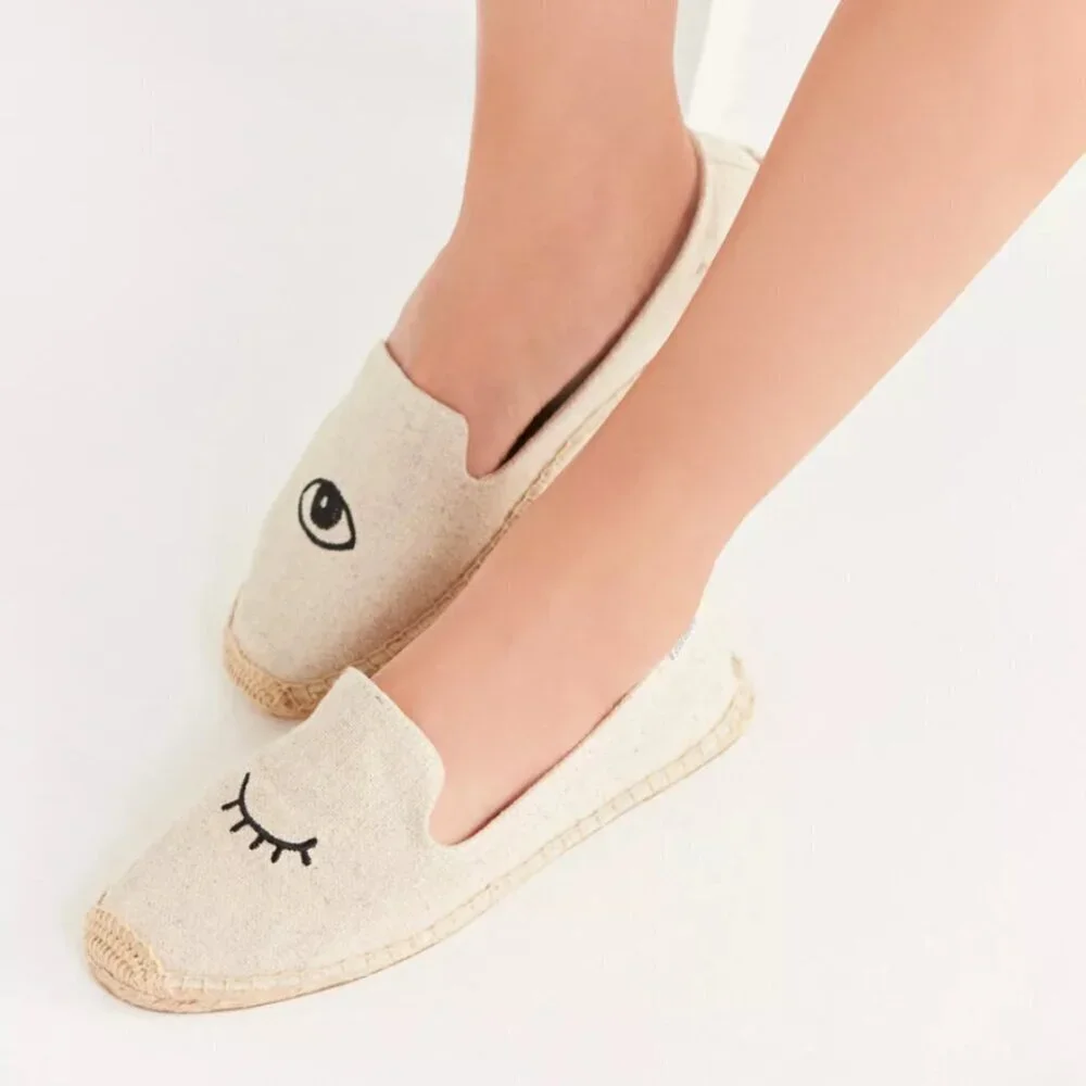 Soludos x Jason Polan Wink Embroidered Smoking Slipper Espadrille, 6